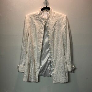 White Blazer Military Pearl Lace and Lined Johnny Depp Pirate